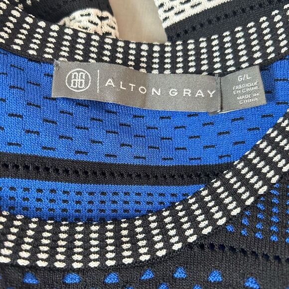 Alton Gray Bodycon Long Sleeve Striped Mesh Dress Size L - Picture 10 of 10